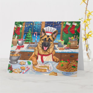 German Shepherd Holiday Baking: Festive Christmas Card