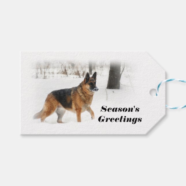 German Shepherd Holiday Gift Tag (Front (Horizontal))