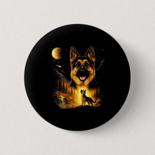 German Shepherd Howling To The Moon Vintage Mystic 6 Cm Round Badge
