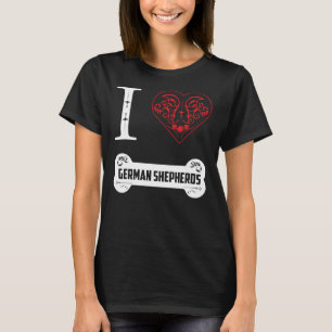 German Shepherd I Heart German Shepherds Bone Orna T-Shirt