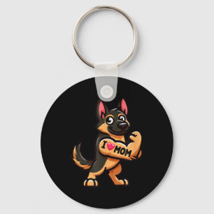 German Shepherd I Love Mum Funny Dog Tattoo Key Ring