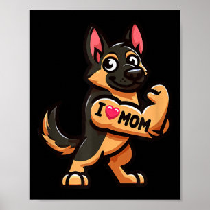 German Shepherd I Love Mum Funny Dog Tattoo Poster