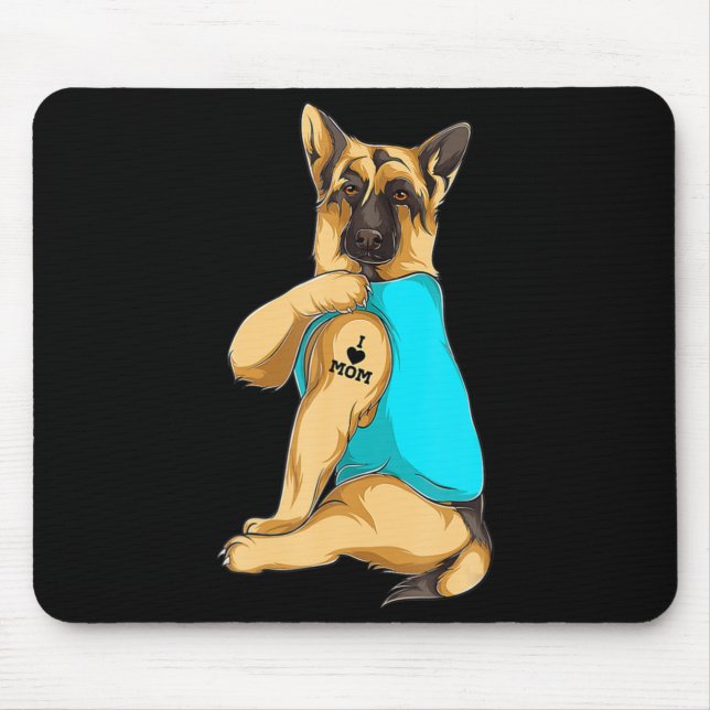 German Shepherd I Love Mum Tattoo Apparel Dog Mum  Mouse Pad (Front)