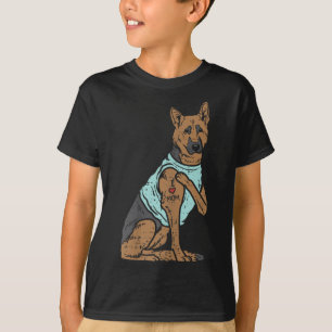 German Shepherd I Love Mum Tattoo K9 Dog Lover Wom T-Shirt