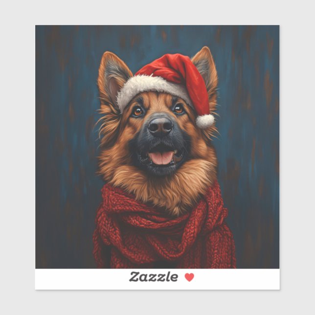 German Shepherd in a Santa Hat (Sheet)