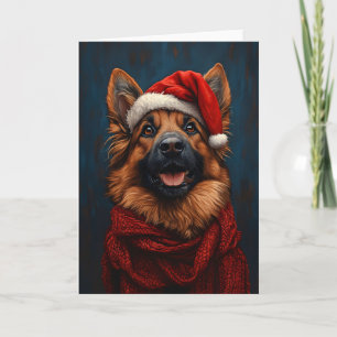 German Shepherd in a Santa Hat Card