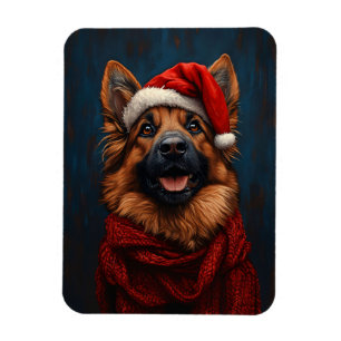 German Shepherd in a Santa Hat Flexible Magnet
