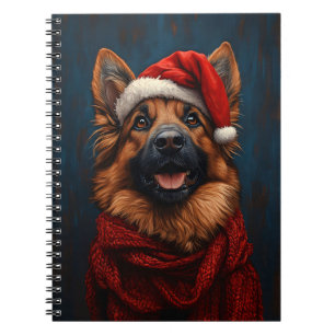 German Shepherd in a Santa Hat Notebook