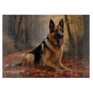 German Shepherd  in Autumn Leaves Fall Inspire  Cutting Board