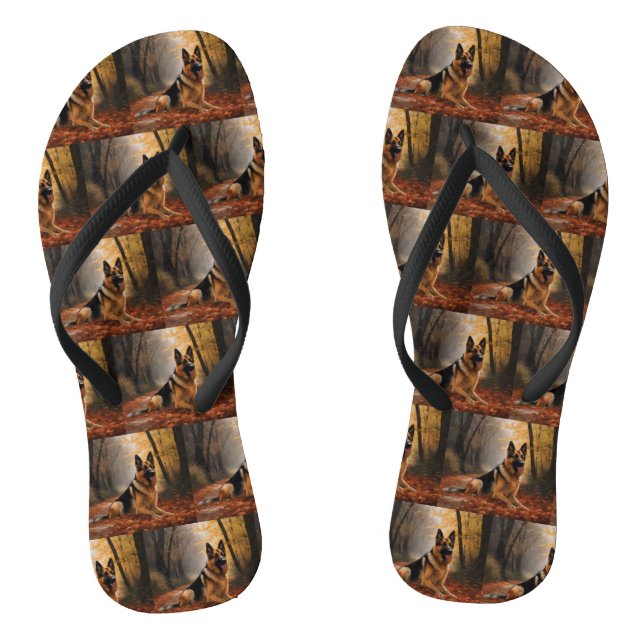 German Shepherd  in Autumn Leaves Fall Inspire  Jandals (Footbed)