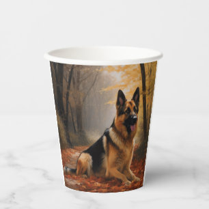 German Shepherd in Autumn Leaves Fall Inspire Paper Cups