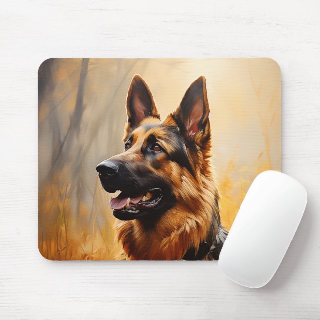 German Shepherd in Autumn Mouse Pad (With Mouse)