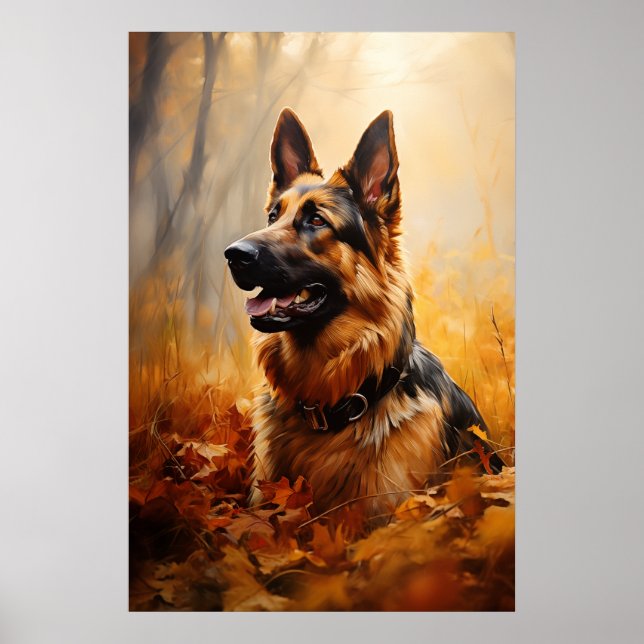 German Shepherd in Autumn Poster (Front)
