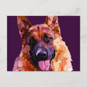 German Shepherd in Bright Colours Postcard