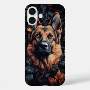 German Shepherd in Leaves iPhone 16 Plus Case