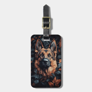 German Shepherd in Leaves Luggage Tag