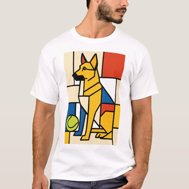 German Shepherd in Modern Art Style T-Shirt (Front)