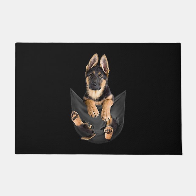 German Shepherd In Pocket T-Shirt Funny Dog Lover Doormat (Front)