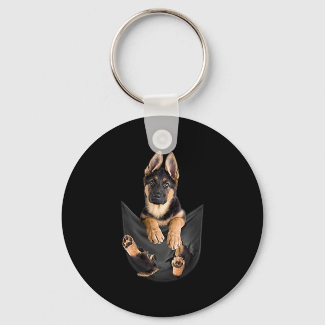 German Shepherd In Pocket T-Shirt Funny Dog Lover Key Ring (Front)