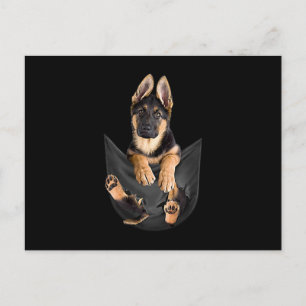 German Shepherd In Pocket T-Shirt Funny Dog Lover Postcard