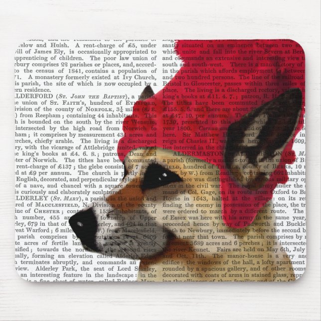 German Shepherd in Red Woolly Hat Mouse Pad (Front)