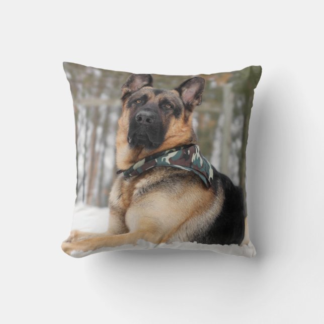 German Shepherd In Snow Cushion (Front)