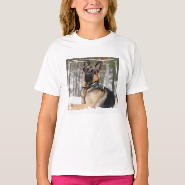 German Shepherd In Snow T-Shirt (Front)