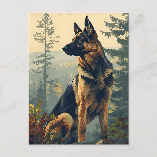 German shepherd in the forest postcard (Front)