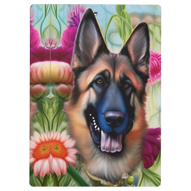 German Shepherd in the Garden  Clipboard (Back)
