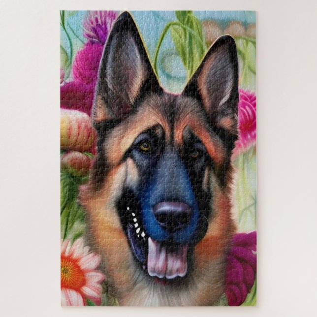 German Shepherd in the Garden Jigsaw Puzzle (Vertical)