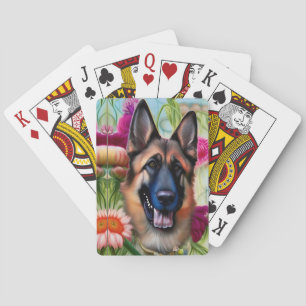 German Shepherd in the Garden Playing Cards