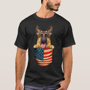 German Shepherd In The Pocket America Flag 4th Of T-Shirt