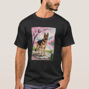 German Shepherd Japanese Art Kyosai Vintage Japan T-Shirt