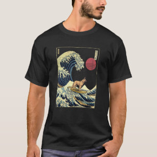 German Shepherd Japanese Kanagawa Wave  Surf Dog T-Shirt