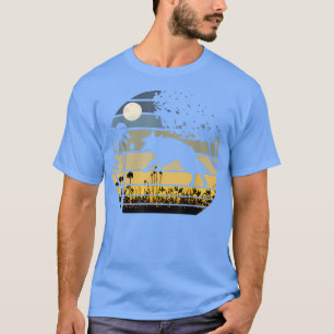 German Shepherd Jumping in a Field of Flowers Moon T-Shirt