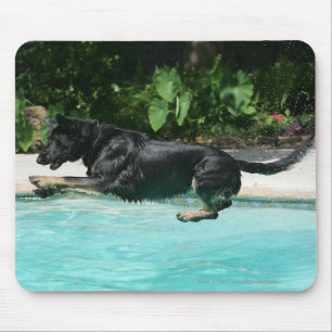 German Shepherd Jumping in Water Mouse Pad
