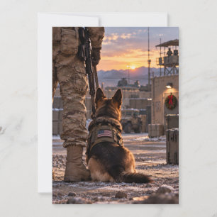 German Shepherd K9 Christmas Flat Card