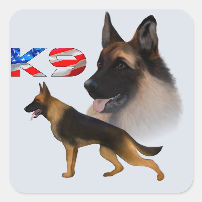 German Shepherd K9 Square Sticker (Front)