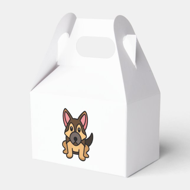 german shepherd kawaii black and tan cartoon favour box (Back Side)