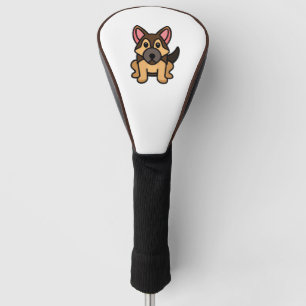 german shepherd kawaii black and tan cartoon golf head cover