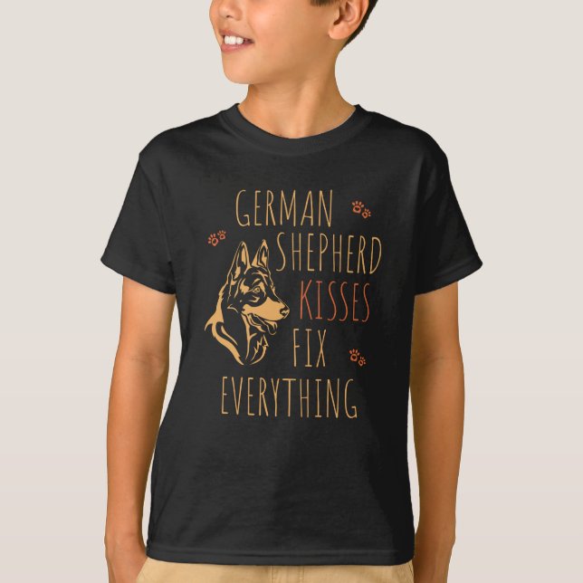 German Shepherd Kisses Fix Everything - Dog Lover T-Shirt (Front)