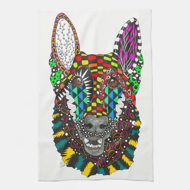 German Shepherd Kitchen Towel - Customisable (Vertical)