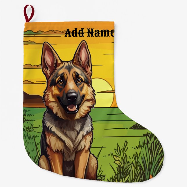 German Shepherd Large Christmas Stocking (Front)