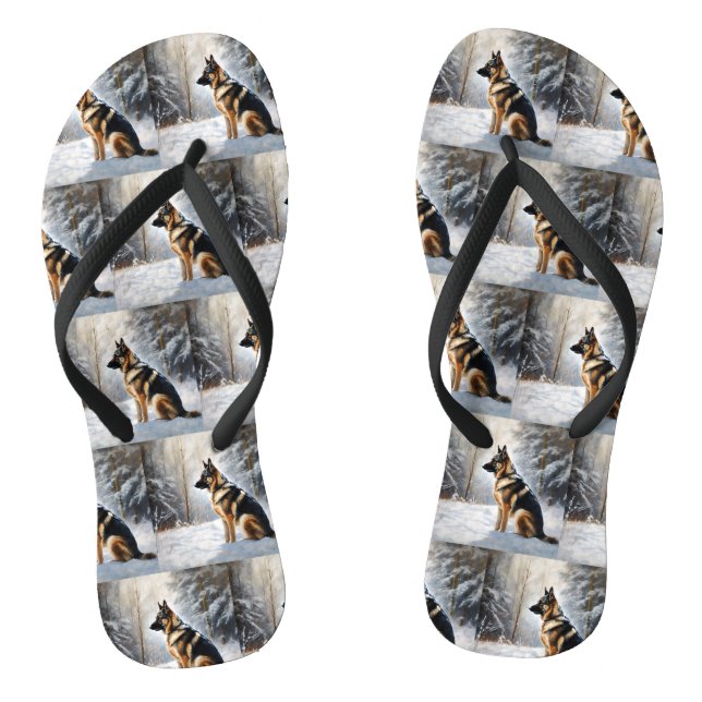 German Shepherd Let It Snow Christmas Jandals (Footbed)