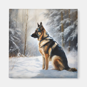 German Shepherd Let It Snow Christmas Magnet