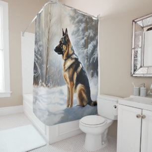 German Shepherd Let It Snow Christmas Shower Curtain