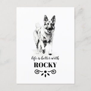 German Shepherd Life better with Custom Dog Name Postcard