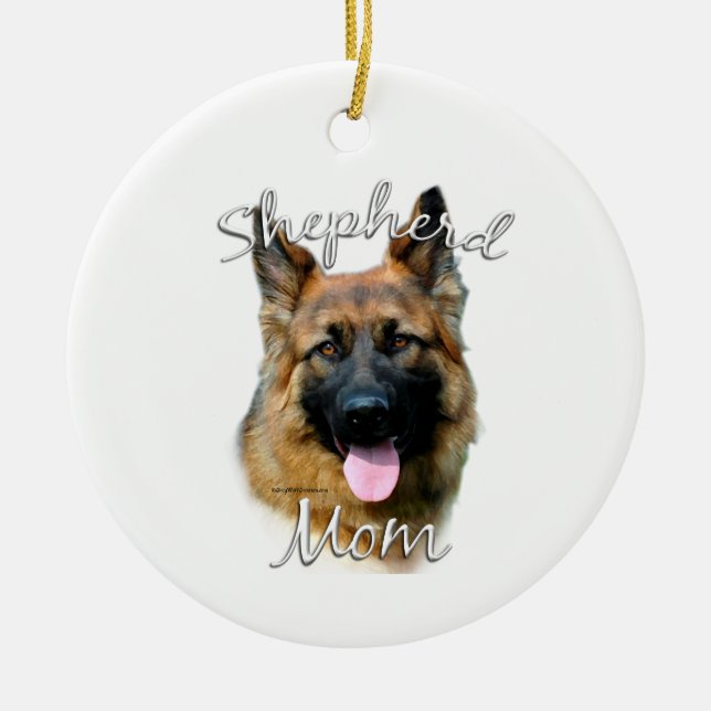 German Shepherd (longhair) Mum 2 Ceramic Tree Decoration (Front)