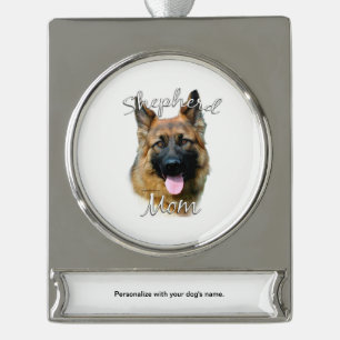German Shepherd (longhair) Mum 2 Silver Plated Banner Ornament