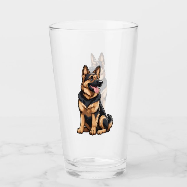 German Shepherd Looking Right Glass (Front)